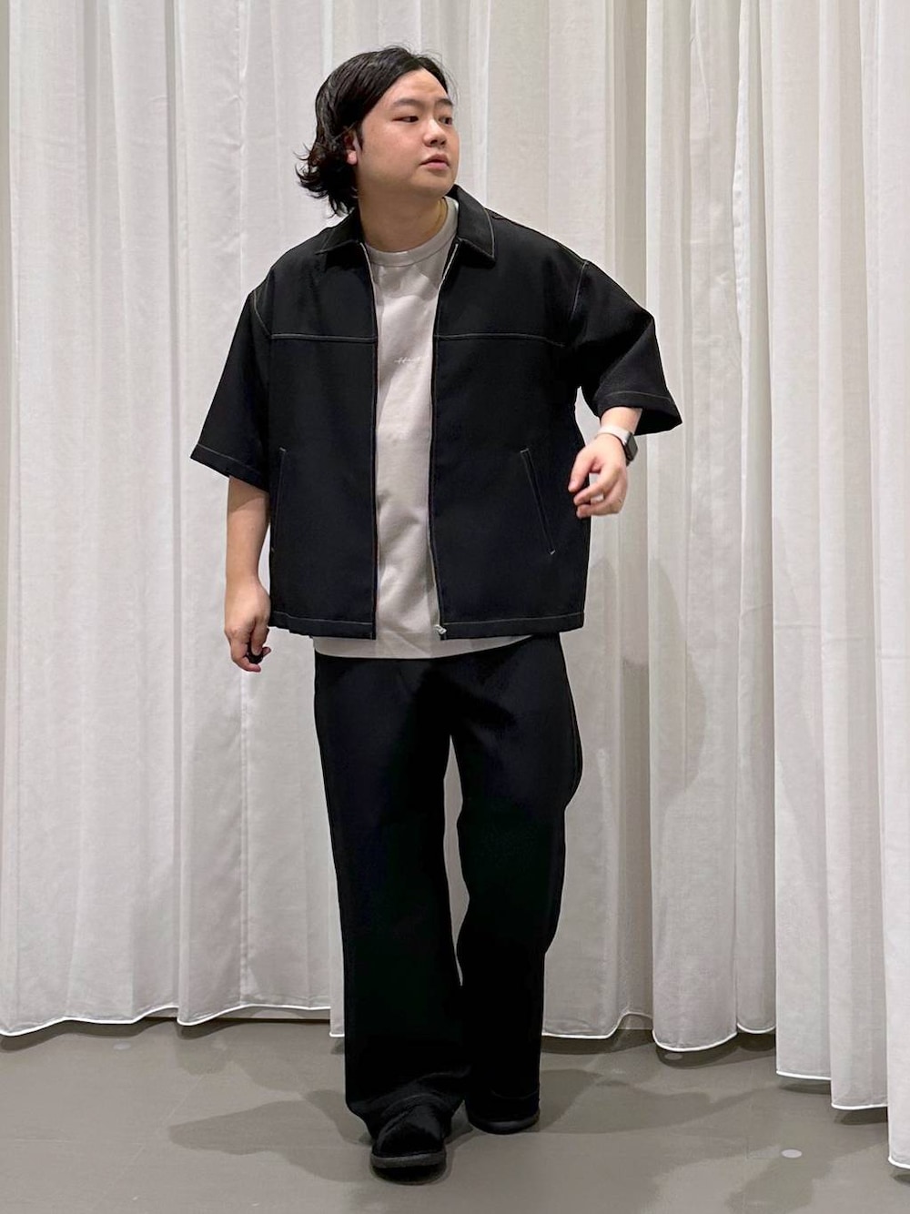 「リラックス、ゆったり、高見え」｜「GLOBAL WORKのリッチクリーンTシャツ/プリント/半袖/288193（Tシャツ/カットソー、ベージュ系）」を使った、いしかわさん（メンズ・168cm）の夏コーディネートの1枚目の写真