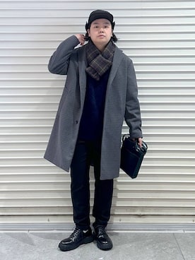 「アイテム（チェスターコート）」を使った、いしかわさん（メンズ・168cm・30代）の冬コーディネート