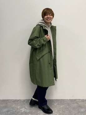 「フーディー」｜「アイテム（モッズコート）」を使った、いしかわさん（メンズ・168cm）の秋コーディネート