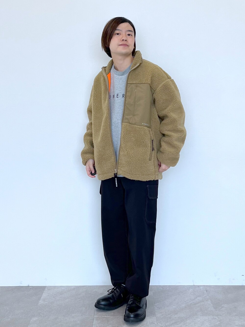 「スウェット、ボア、フリース、カーゴパンツ、ボアジャケット、ニコアンド、グローバルワーク(GLOBAL WORK)、niko and ...、グローバルワークいしかわコーデ、グローバルワークむさし村山コーデ」｜「.st（スタッフボード　いしかわ）の.st（スタッフボード　いしかわ）（その他、その他）」を使った、いしかわさん（メンズ・168cm）の秋コーディネートの1枚目の写真