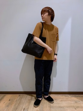 「GLOBAL WORK（グローバルワーク）のストレッチハーフミラノ半袖Ｔシャツ/942527（Tシャツ/カットソー）」を使った、いしかわさん（メンズ・168cm）の夏コーディネート