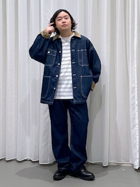 「アイテム（カバーオール）」を使った、いしかわさん（メンズ・168cm）の秋コーディネート