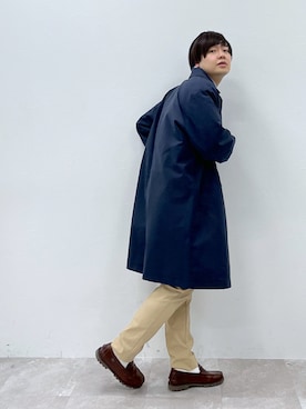 「スキニー」｜「アイテム（ステンカラーコート）」を使った、いしかわさん（メンズ・168cm）の冬コーディネート