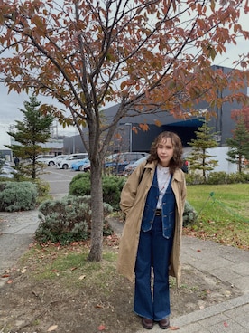 「アイテム（トレンチコート）」を使った、𝑚𝑎さん（レディース・163cm）の秋コーディネート