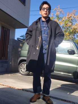 「アイテム（モッズコート）」を使った、ツトムさん（メンズ・168cm）の秋コーディネート