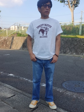 「WAREHOUSE（ウエアハウス）のアイテム」を使った、ツトムさん（メンズ・168cm）の夏コーディネート
