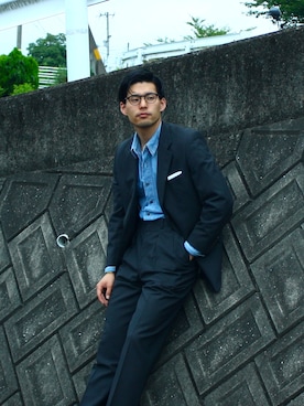「ローファー」｜「アイテム（スーツセット）」を使った、ナオ👔さん（メンズ・173cm）の夏コーディネート