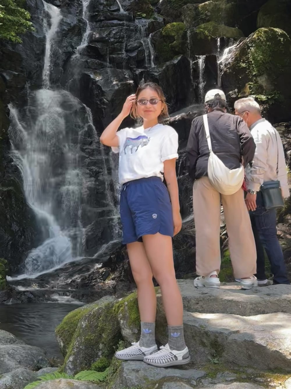 「夏コーデ、夏だ！Tシャツ着よう！、パタゴニア、ランニングスタイル、keen、スポーツミックス、骨格ナチュラル、ハイキング、福岡、ラクチンコーデ、いいね、save、フォローお願いします🤑」｜「patagoniaのアイテム（Tシャツ/カットソー、ホワイト系）」を使った、sinoca☺︎さん（骨格ナチュラル・レディース・165cm）の夏コーディネートの1枚目の写真