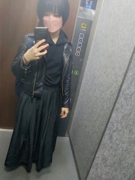 「ライタースジャケット」｜郁さん（レディース・165cm）の秋コーディネート