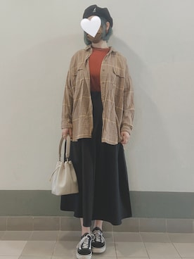 「ローリーズファーム(LOWRYS FARM)」｜「アイテム（ハンチング/ベレー帽）」を使った、PinkLove♡さん（レディース・164cm）の秋コーディネート