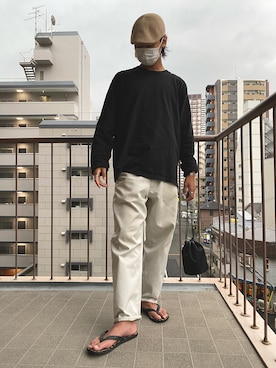「ハンチング」｜「アイテム（ハンドバッグ）」を使った、takutakuさん（メンズ・175cm）の夏コーディネート