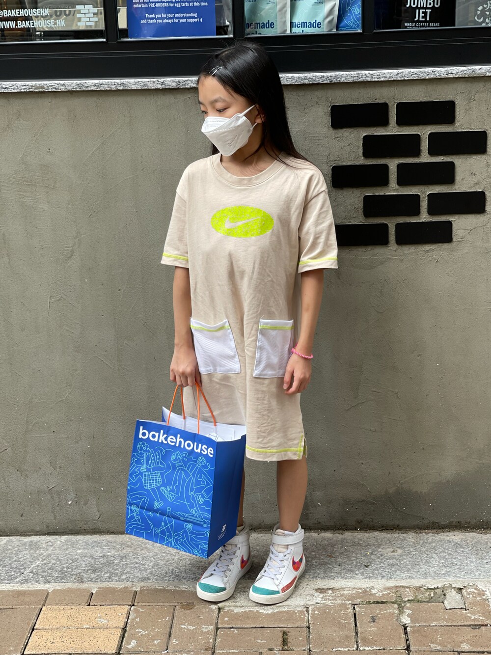「NIKEのアイテム（ワンピース/ドレス、ベージュ系）」を使った、YuriFannyKitさん（キッズ・120cm）の夏コーディネートの1枚目の写真
