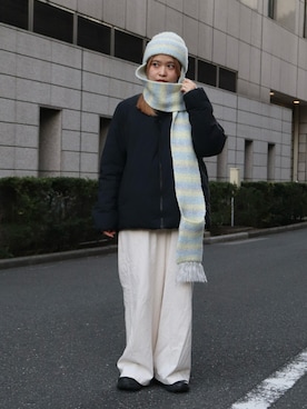 「アイテム（ニットキャップ/ビーニー）」を使った、muro☺︎さん（レディース・150cm）の秋コーディネート