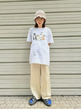 「サテンパンツ」｜「アイテム（帽子）」を使った、muro☺︎さん（レディース・150cm）の夏コーディネート
