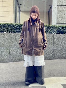 「アイテム（ニットキャップ/ビーニー）」を使った、muro☺︎さん（レディース・150cm）の秋コーディネート