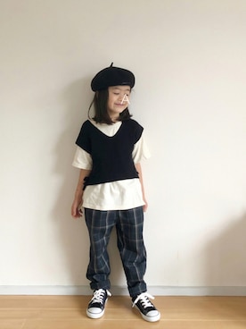 「西松屋」｜「アイテム（ハンチング/ベレー帽）」を使った、★app@chi★さん（キッズ・110cm）の秋コーディネート
