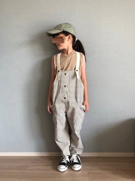 「converse」｜「アイテム（サロペット/オーバーオール）」を使った、★app@chi★さん（キッズ・120cm）の夏コーディネート