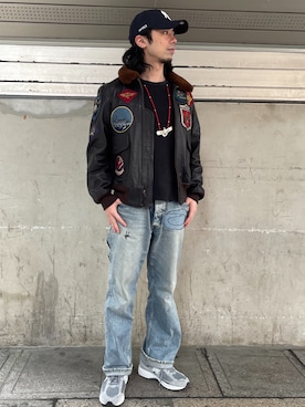 「AVIREX（アヴィレックス）のアイテム」を使った、クマガイさん（メンズ・172cm）の春コーディネート