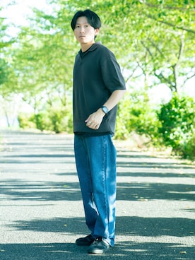 「アイテム（ポロシャツ）」を使った、howellさん（メンズ・175cm）の夏コーディネート