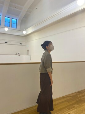 「Chico（チコ）のアイテム（スカート、ブラウン系）」を使った、Kanakoさん（レディース・158cm）の秋コーディネート