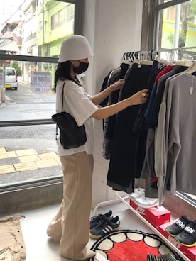 「PUBLUX（パブリュクス）のアイテム（その他シューズ）」を使った、mnpさん（レディース・155cm）の夏コーディネート