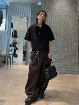 「CULLNI（クルニ）の【CULLNI exclusive for Lui's】半袖コーチシャツブルゾン（シャツ/ブラウス、ブラック系）」を使った、Ryu.さん（メンズ・172cm）の春コーディネート