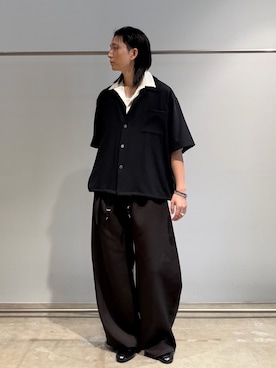 「Lui's（ルイス）のコーチ半袖シャツ（シャツ/ブラウス、ブラック系）」を使った、Ryu.さん（メンズ・172cm）の春コーディネート