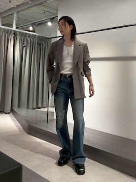 「Lui's（ルイス）のSURJENT テーラードジャケット（テーラードジャケット、ブラウン系）」を使った、Ryu.さん（メンズ・172cm）の秋コーディネート