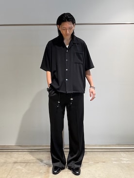 「Lui's（ルイス）のコーチ半袖シャツ（シャツ/ブラウス、ブラック系）」を使った、Ryu.さん（メンズ・172cm）の春コーディネート