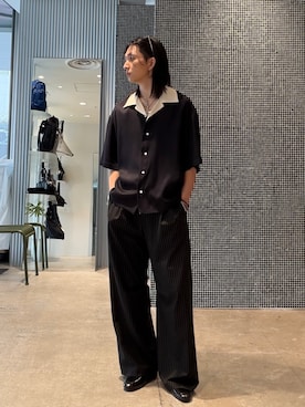 「Lui's（ルイス）のレーヨンボーリングシャツ（シャツ/ブラウス、ブルー系）」を使った、Ryu.さん（メンズ・172cm）の春コーディネート