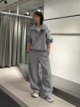 「Lui's（ルイス）のリラックスハイネックプルオーバー（スウェット、グレー系）」を使った、Ryu.さん（メンズ・172cm）の秋コーディネート
