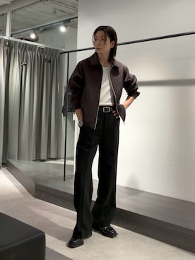 「Lui's（ルイス）のダブルクロスジップブルゾン（ブルゾン、グレー系）」を使った、Ryu.さん（メンズ・172cm）の秋コーディネート