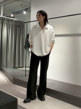 「Lui's（ルイス）のポンチオーバーポロL/S（ポロシャツ、ホワイト系）」を使った、Ryu.さん（メンズ・172cm）の秋コーディネート