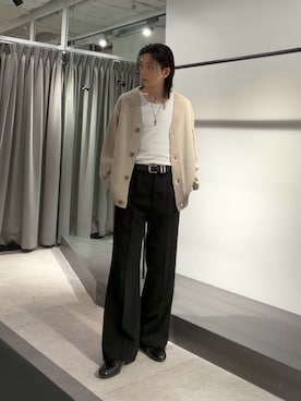 「Lui's（ルイス）のチャンキーカーディガン（カーディガン/ボレロ、グレー系）」を使った、Ryu.さん（メンズ・172cm）の秋コーディネート