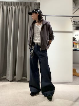 「Lui's（ルイス）のhome old style zip hoodie for LUI'S（パーカー、グレー系）」を使った、Ryu.さん（メンズ・172cm）の秋コーディネート