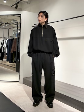 「CULLNI（クルニ）の【CULLNI exclusive for Lui's】ハーフZIPプルオーバー（Tシャツ/カットソー、ブラック系）」を使った、Ryu.さん（メンズ・172cm）の秋コーディネート