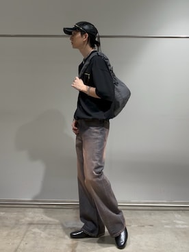 「Lui's（ルイス）のアンスキニーフレアデニムパンツ（デニムパンツ、ブルー系）」を使った、Ryu.さん（メンズ・172cm）の夏コーディネート