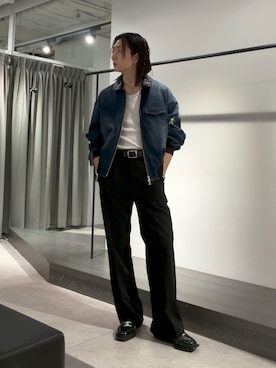 「Lui's（ルイス）のデニムMA-1（ブルゾン、ブルー系）」を使った、Ryu.さん（メンズ・172cm）の秋コーディネート