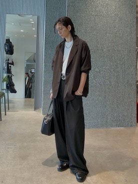 「Lui's（ルイス）のアイテム（スラックス）」を使った、Ryu.さん（メンズ・172cm）の春コーディネート