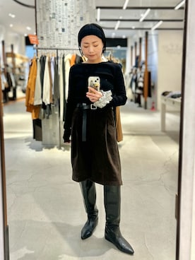 「アイテム（ヘアバンド）」を使った、Akihooooo!さん（レディース・153cm）の秋コーディネート