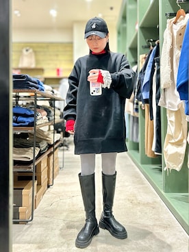 「ブーツコーデ」｜「アイテム（ワンピース/ドレス）」を使った、Akihooooo!さん（レディース・153cm）の冬コーディネート