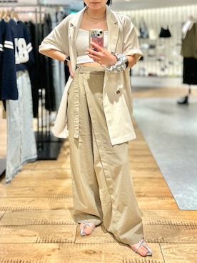「ラップパンツ」｜「アイテム（ジャケット/アウター）」を使った、Akihooooo!さん（レディース・153cm）の夏コーディネート