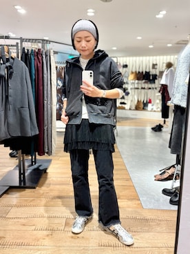 「アイテム（バングル/リストバンド）」を使った、Akihooooo!さん（レディース・153cm）の秋コーディネート