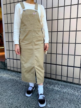 「ディッキーズ(Dickies)」｜「アイテム（サロペット/オーバーオール）」を使った、hico_chanさん（レディース・155cm）の秋コーディネート