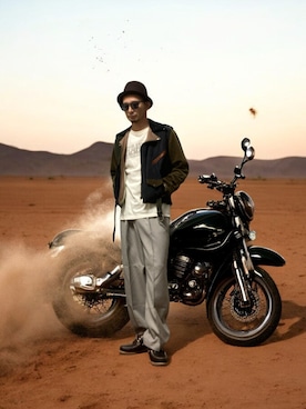 「アイテム（モカシン/デッキシューズ）」を使った、モミヒゲさん（メンズ・175cm）の秋コーディネート