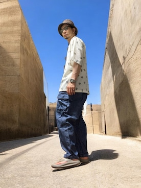 「MANASTASH（マナスタッシュ）のアイテム」を使った、モミヒゲさん（メンズ・175cm）の夏コーディネート