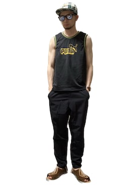 「あごひげ」｜「アイテム（スラックス）」を使った、モミヒゲさん（メンズ・175cm）の夏コーディネート