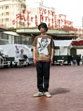 「アイテム（チノパンツ）」を使った、モミヒゲさん（メンズ・175cm）の夏コーディネート