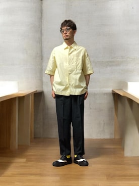 「CRIMIE（クライミー）のCLARENCE WINGTIP SNEAKER / CLARENCE ウィングチップ スニーカー（スニーカー、ブラック系）」を使った、モミヒゲさん（メンズ・175cm）の夏コーディネート