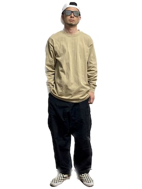 「あごひげ」｜「アイテム（スリッポン）」を使った、モミヒゲさん（メンズ・175cm）の春コーディネート
